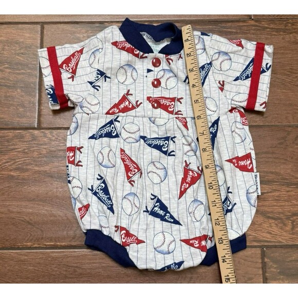 Vtg Healthtex Infant Bubble Romper Baseball Jersey Inspired Pennants Sz 6-9m - Picture 5 of 6